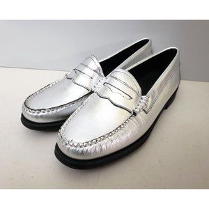 G.H Bass Weejuns Whitney Easy Loafers in Silver Metallic Size 6.5